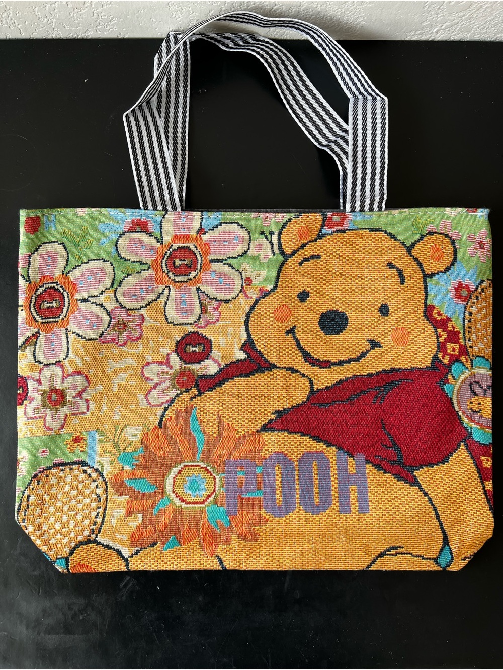 Vintage Style Disney Winnie the Pooh Large Woven Tapestry Tote Bag